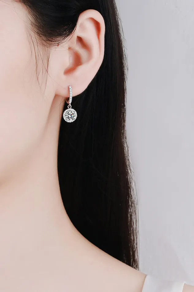 Trendsi Earrings 2 Carat Moissanite RoundShaped Drop Earrings