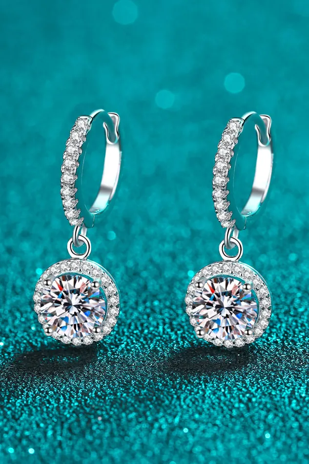 Trendsi Earrings 2 Carat Moissanite RoundShaped Drop Earrings