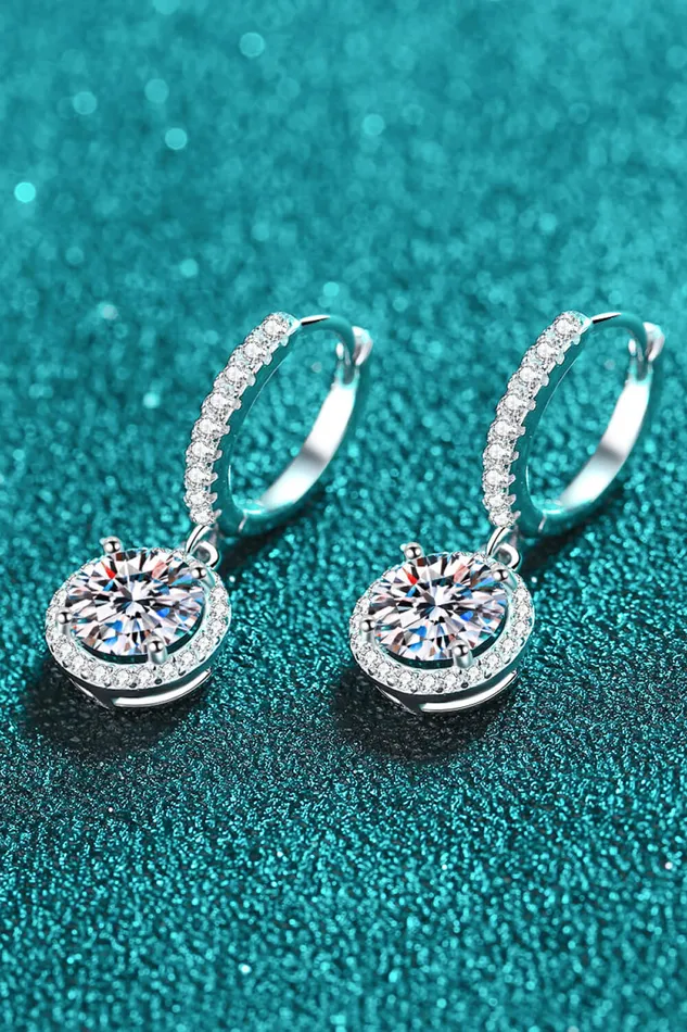 Trendsi Earrings 2 Carat Moissanite RoundShaped Drop Earrings