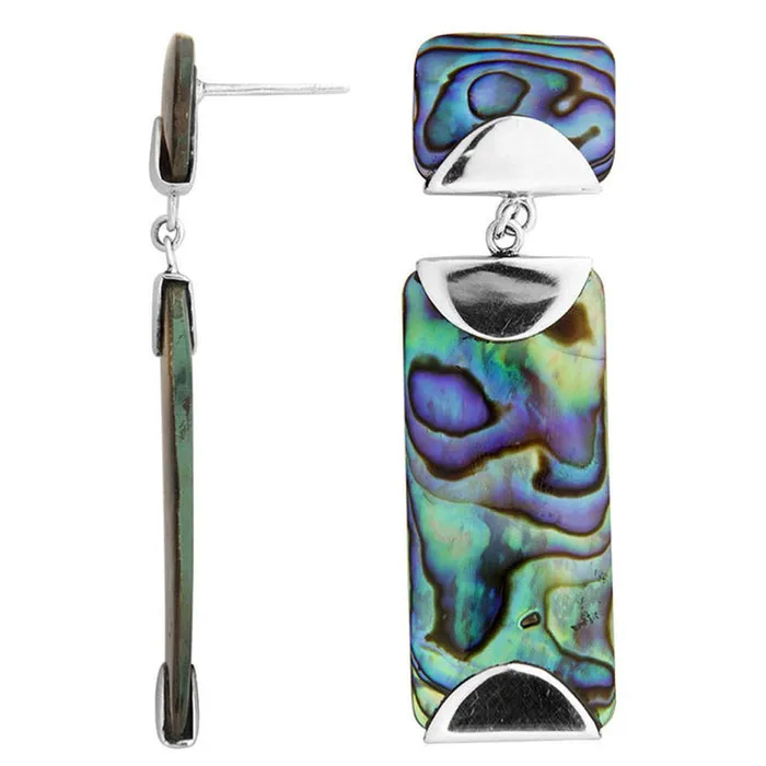 Accented Sterling Silver Rectangle Earrings Elisa Ilana Earrings