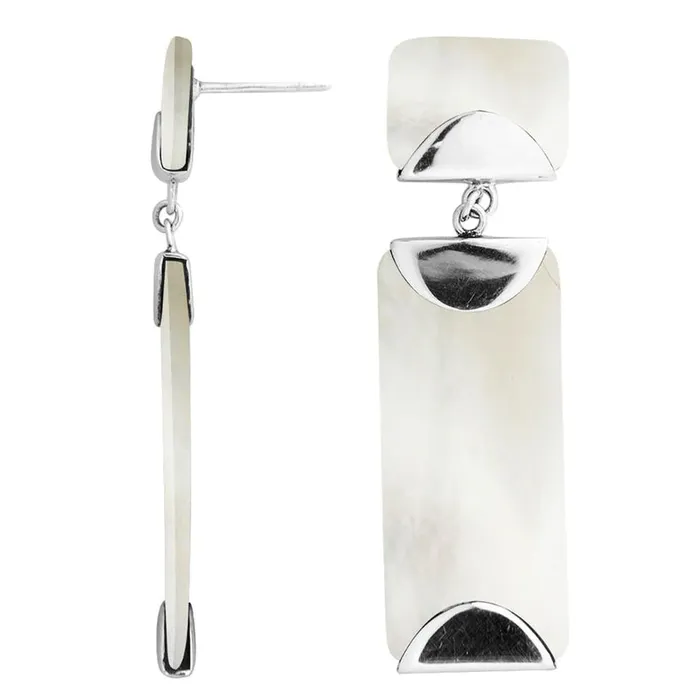 Accented Sterling Silver Rectangle Earrings Elisa Ilana Earrings
