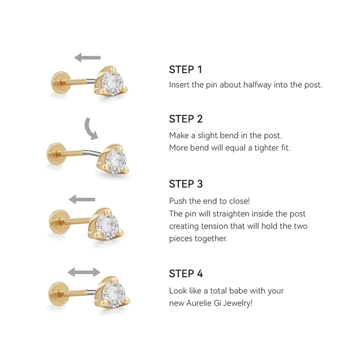 AGNES Triple Diamond Threadless Flatback Earring Aurelie Gi Earrings AGNES Triple Diamond Threadless Flatback Earring Aurelie Gi Earrings