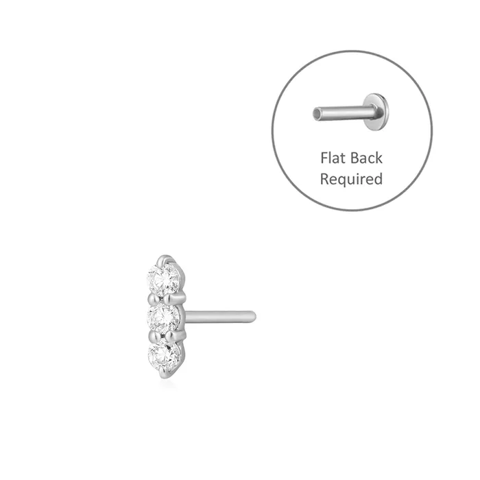 AGNES Triple Diamond Threadless Flatback Earring Aurelie Gi Earrings AGNES Triple Diamond Threadless Flatback Earring Aurelie Gi Earrings