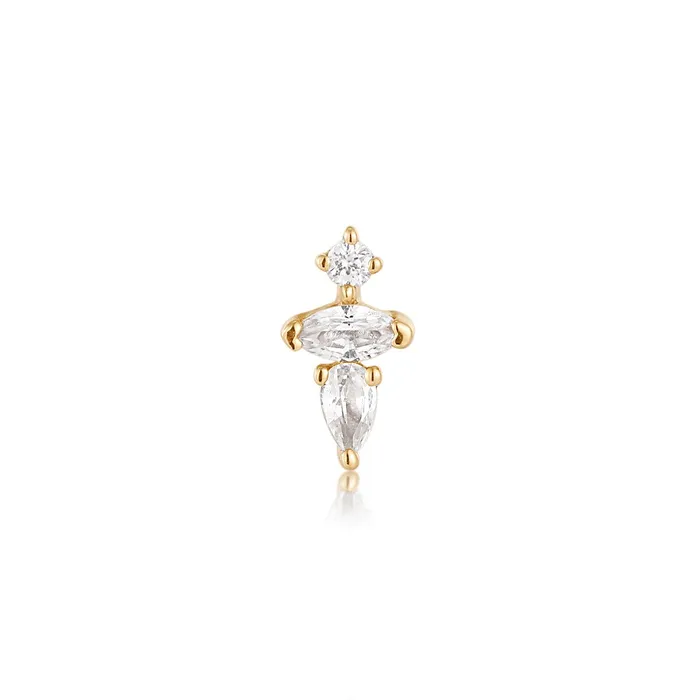 Aurelie Gi Earrings LANI Pear and Round White Sapphire Threadless Flatback Earring
