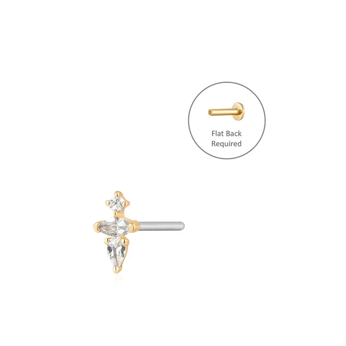 Aurelie Gi Earrings LANI Pear and Round White Sapphire Threadless Flatback Earring Aurelie Gi Earrings LANI Pear and Round White Sapphire Threadless Flatback Earring