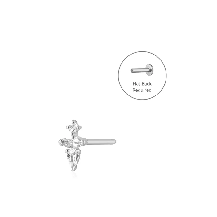 Aurelie Gi Earrings LANI Pear and Round White Sapphire Threadless Flatback Earring Aurelie Gi Earrings LANI Pear and Round White Sapphire Threadless Flatback Earring