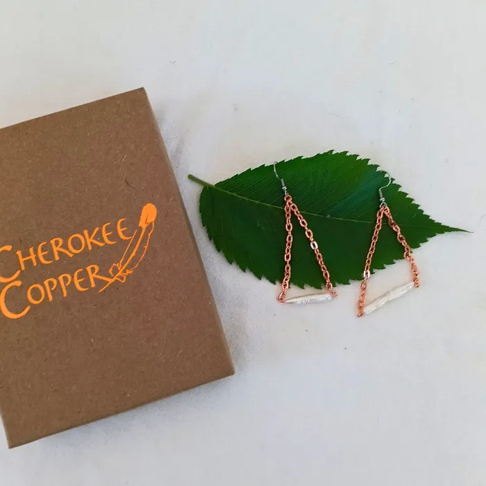 Cherokee Copper Earrings Biwa Pearl Earrings