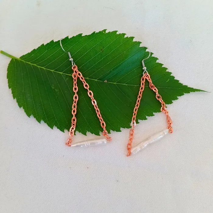 Cherokee Copper Earrings Biwa Pearl Earrings