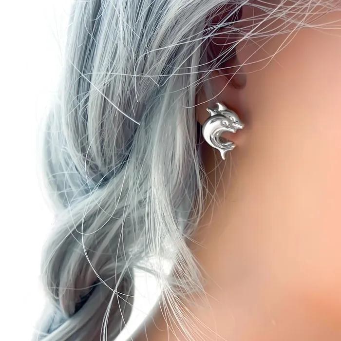 Earrings Elisa Ilana Sterling Silver Dolphin Stud Earrings