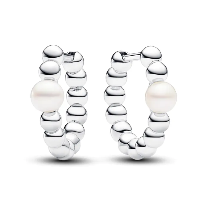 Earrings Pandora Treated Freshwater Cultured Pearl Beads Hoop Earrings