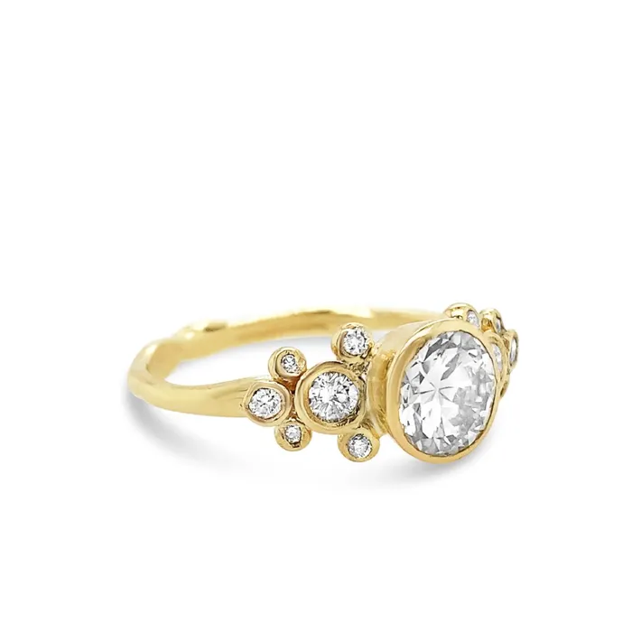 Old European Cut Diamond Ring With Diamond Clusters in 14k gold Emily Amey Jewelry Rings