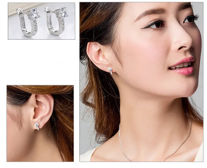 sparklingselections Earrings Rhinestone Inlaid U Design Ear Buckle Earrings for Women DGS0014 sparklingselections Earrings Rhinestone Inlaid U Design Ear Buckle Earrings for Women DGS0014