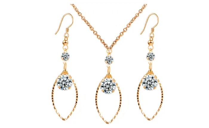 sparklingselections New Womens Popular Gold Rhinestone Earrings Necklace Jewelry Set Earrings sparklingselections New Womens Popular Gold Rhinestone Earrings Necklace Jewelry Set Earrings