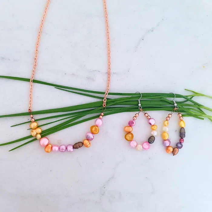 Sweet Corn Freshwater Pearl Necklace And Earrings Set Cherokee Copper Earrings Sweet Corn Freshwater Pearl Necklace And Earrings Set Cherokee Copper Earrings