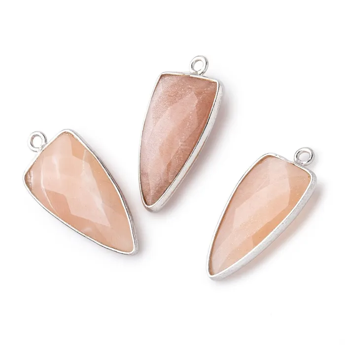 21x11mm Silver Bezel Angel Skin Peach Moonstone faceted point 1 focal bead Beadsofcambaycom Rings 21x11mm Silver Bezel Angel Skin Peach Moonstone faceted point 1 focal bead Beadsofcambaycom Rings