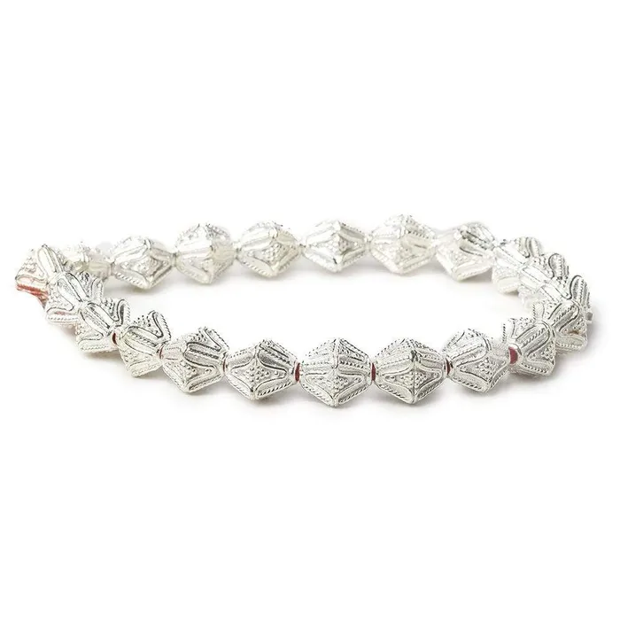 Beadsofcambaycom Rings 10x8mm Sterling Silver Plated Copper Granulated Design Bicone 8 inch 20 pcs Beadsofcambaycom Rings 10x8mm Sterling Silver Plated Copper Granulated Design Bicone 8 inch 20 pcs