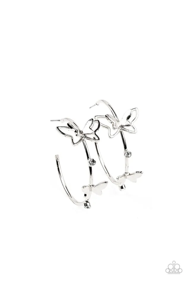 Earrings Paparazzi Accessories Full Out Flutter White Earrings Jewelry by Bretta