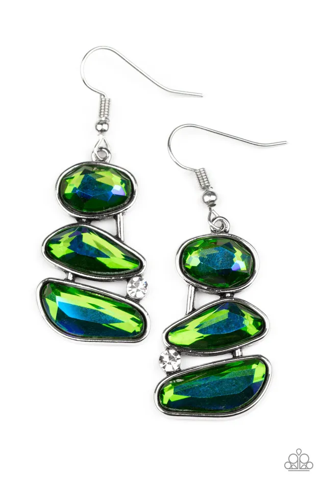 Earrings Paparazzi Accessories Gem Galaxy Green Earrings Jewelry by Bretta