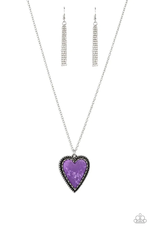 Necklaces Paparazzi Accessories Stony Summer Purple Heart Necklace Jewelry by Bretta