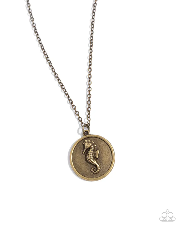 Necklaces Seahorse Solo Brass Necklace Jewelry by Bretta Paparazzi Accessories